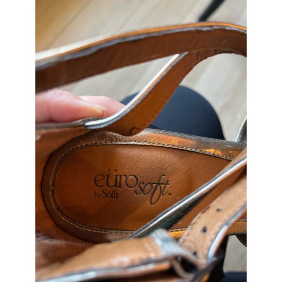 Euro Soft by Sofft Sandals Riana Wedge Size 10 Metallic Pewter Zip Gladiator - Picture 7 of 8